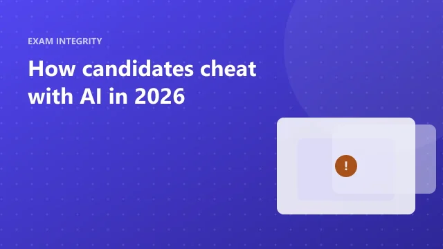 Illustration of an invisible overlay window on top of an online exam, representing AI-assisted cheating